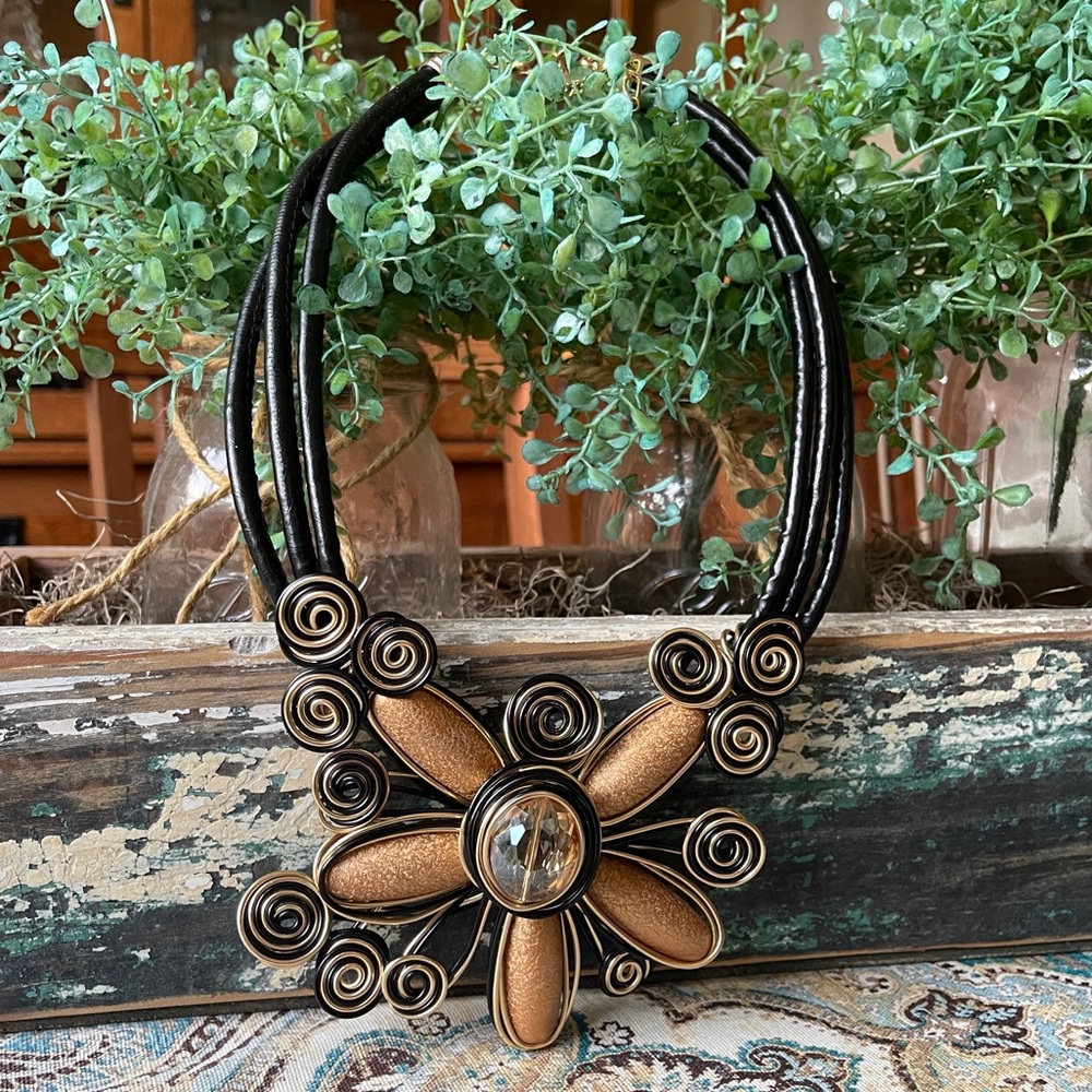 Brass Copper Bohemian Statement Coil Wire Necklac… - image 3